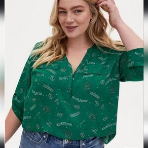 fangirlHarper - Harry Potter Slytherin House Green Georgette Pullover Blouse